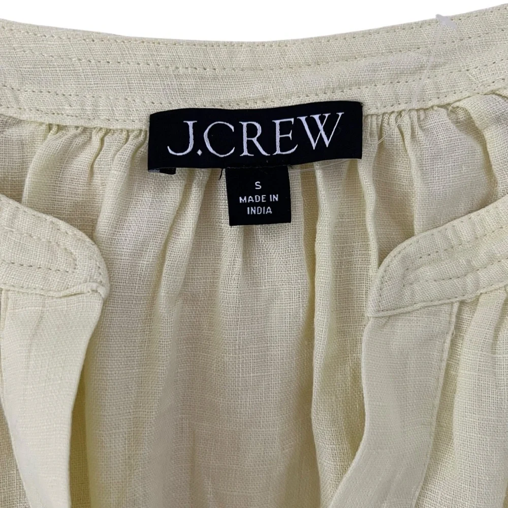 J. Crew Pale Yellow Linen Peasant Blouse - Picture 9 of 13
